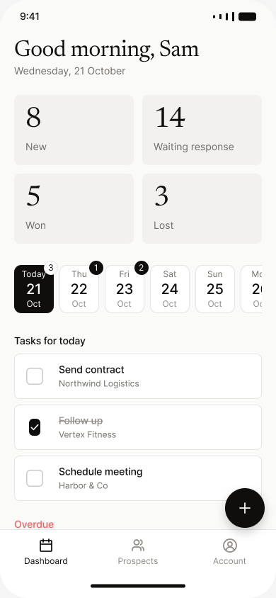 Skipper on iPhone: the dashboard